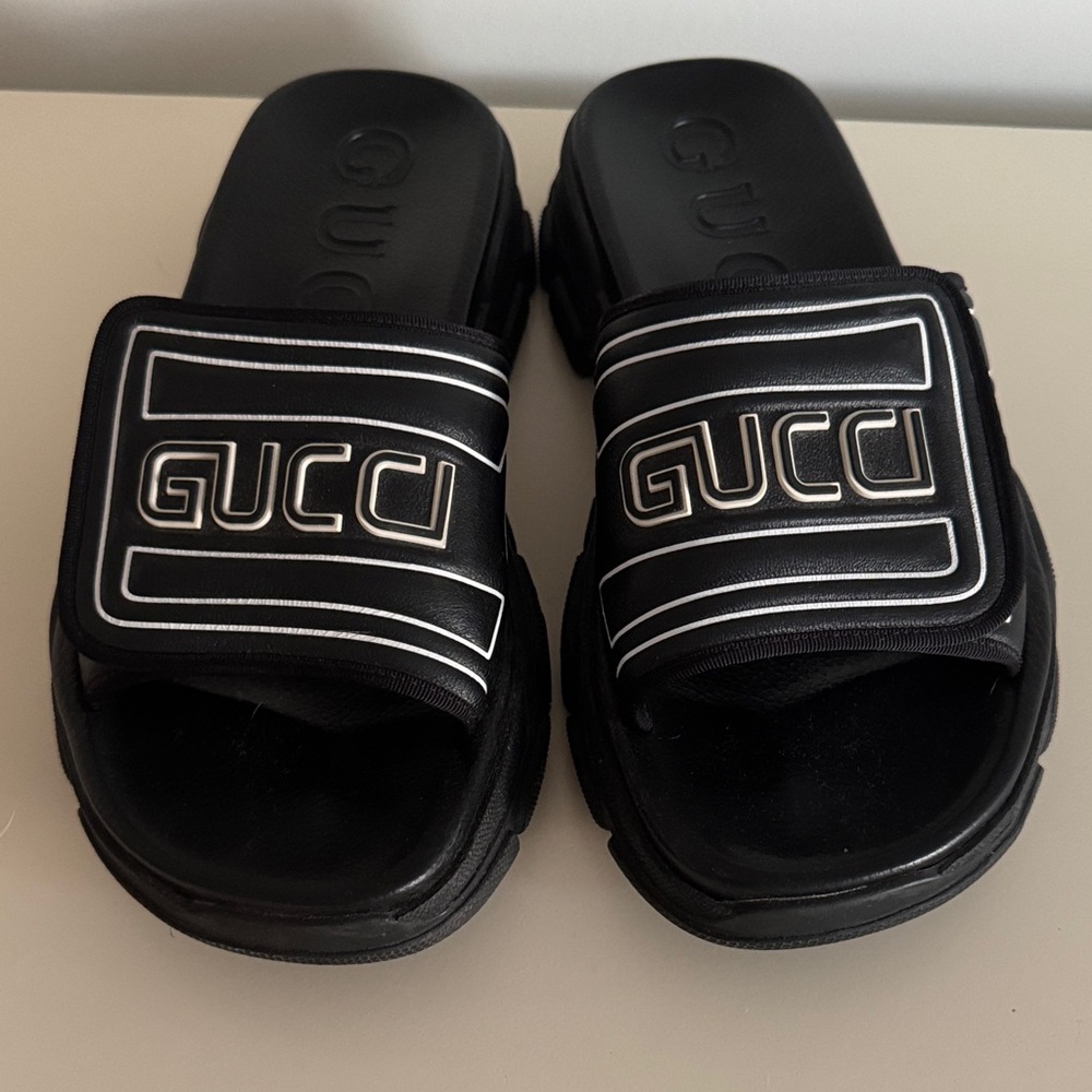 Gucci Black Logo Slide Sandals